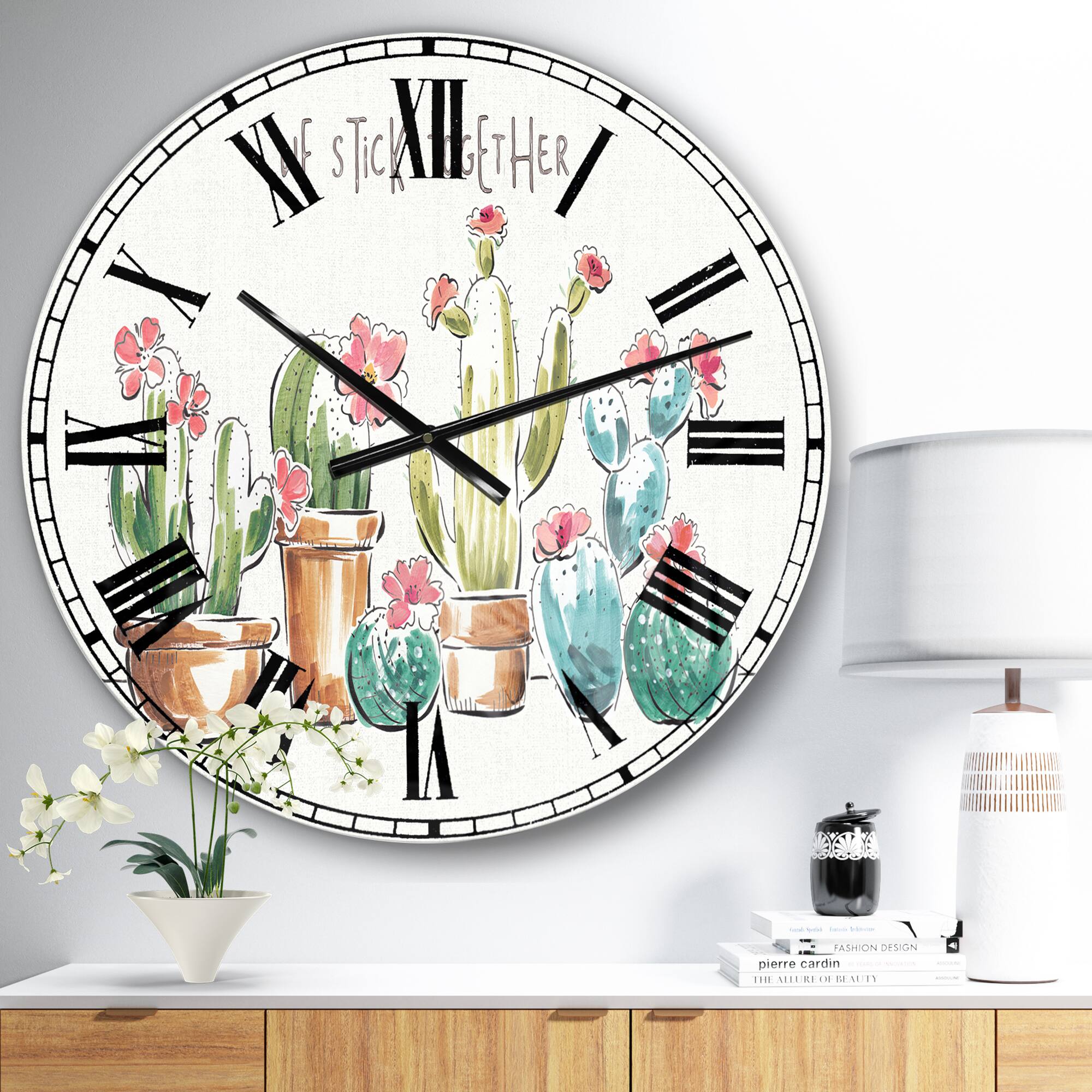 Designart 'Desert Botanical Bloom Iii Farmhouse Wall Clock